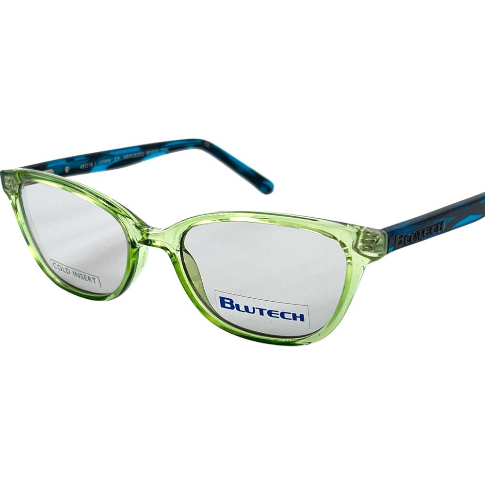 Blutech Mercedes Bends Kids Blue Block Eyeglass Frames Teal